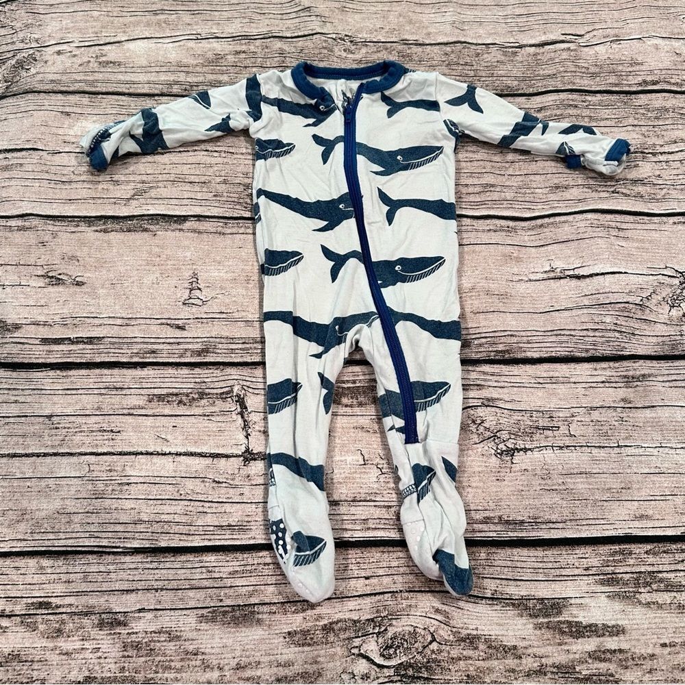 Kickee Pants Bamboo Blue Whale Print Footie Size 0-3